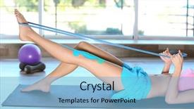  Presentation with woman sport - Audience pleasing slide deck consisting of elasticity - woman with elastic bandage backdrop and a light blue colored foreground