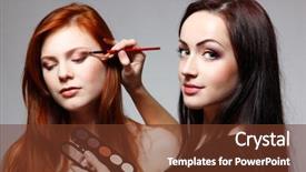  Presentation with eye shadow - Slide set featuring woman with esthetician making make background and a tawny brown colored foreground