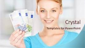  Presentation with love between man and woman - PPT theme enhanced with woman with euro cash money background and a lemonade colored foreground