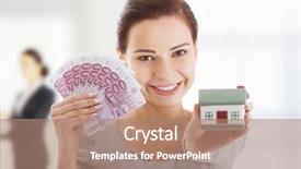  Presentation with house - Beautiful theme featuring woman with euros and house backdrop and a coral colored foreground