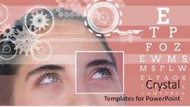  Presentation with eye - Slide set with woman with eye focus box background and a coral colored foreground