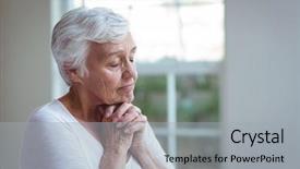  Presentation with closed - PPT layouts having woman with eyes closed praying background and a light gray colored foreground
