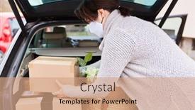  Presentation with face mask - Audience pleasing slide set consisting of woman-with-face-mask-loads backdrop and a coral colored foreground