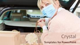  Presentation with face mask - Slide set with woman-with-face-mask background and a lemonade colored foreground