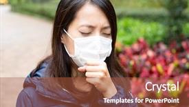  Presentation with face mask - Cool new slide set with virus sars - woman with face mask backdrop and a red colored foreground