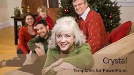  Presentation with family tree - Theme having woman with family by christmas background and a coral colored foreground