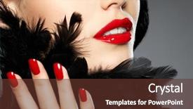  Presentation with fashion - Colorful presentation theme enhanced with woman with fashion red nail backdrop and a tawny brown colored foreground