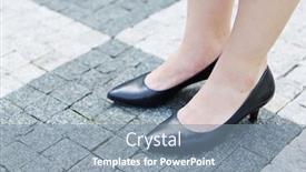  Presentation with paving - Beautiful presentation theme featuring woman-with-feet-in-shoes backdrop and a seafoam green colored foreground