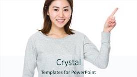  Presentation with break even point analysis bep - PPT layouts featuring woman with finger point up background and a sky blue colored foreground