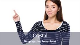  Presentation with show - Colorful slides enhanced with woman-with-finger-show-up backdrop and a ocean colored foreground