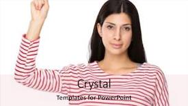  Presentation with finger - Presentation theme having woman with finger up background and a lemonade colored foreground