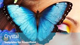  Presentation with flower woman - Slides having woman with flower and butterfly background and a teal colored foreground