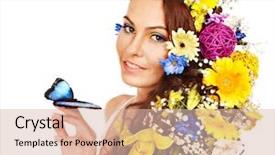  Presentation with flower woman - Slides consisting of woman-with-flower-and-butterfly background and a lemonade colored foreground