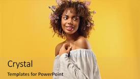  Presentation with hair color - Beautiful presentation theme featuring woman with flowers in hair backdrop and a yellow colored foreground
