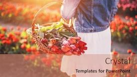  Presentation with springtime - PPT theme with woman-with-flowers background and a coral colored foreground