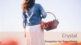  Presentation with tulip - Presentation design having woman-with-flowers background and a  colored foreground