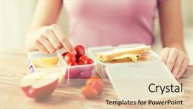  Presentation with healthy people - Slide deck having woman with food in plastic background and a lemonade colored foreground