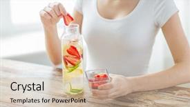  Presentation with fruit water - PPT layouts enhanced with woman with fruit water background and a soft green colored foreground