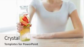 Presentation with fruit water - PPT layouts having woman with fruit water background and a soft green colored foreground