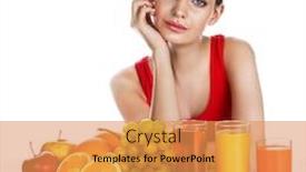  Presentation with juices - Theme consisting of woman with fruits and fresh juices on white space for text background and a yellow colored foreground