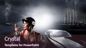  Presentation with luxury car - PPT theme having woman with fur a luxury background and a wine colored foreground