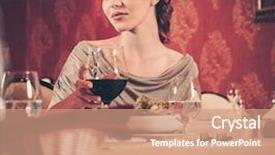  Presentation with wine - Slide deck featuring woman with glass of red background and a  colored foreground