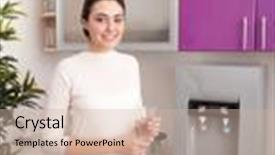  Presentation with office water cooler - Amazing PPT theme having glass of water from cooler backdrop and a soft green colored foreground