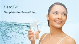  Presentation with healthy people - PPT theme having woman with glass of water background and a  colored foreground