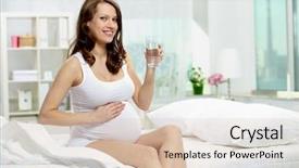  Presentation with pregnant woman - Beautiful presentation theme featuring woman with glass of water backdrop and a lemonade colored foreground
