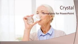  Presentation with senior living - Amazing PPT theme having woman with glass of water backdrop and a lemonade colored foreground