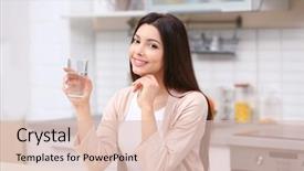  Presentation with water glass - Amazing PPT theme having woman with glass of water backdrop and a lemonade colored foreground