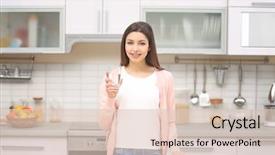  Presentation with water glass - Slides enhanced with woman with glass of water background and a lemonade colored foreground