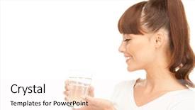  Presentation with glass of water - PPT layouts consisting of woman with glass of water background and a sky blue colored foreground