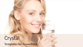  Presentation with water glass - Theme featuring woman with glass of water background and a lemonade colored foreground