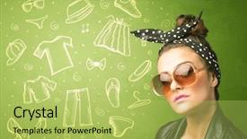  Presentation with glasses - PPT theme enhanced with woman with glasses and casual background and a  colored foreground