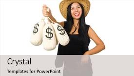  Presentation with roman columns money - Presentation theme with woman with gun and money background and a  colored foreground