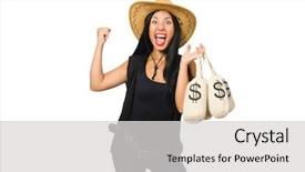  Presentation with no money - Presentation having woman with gun and money background and a  colored foreground