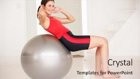  Presentation with gym ball - Colorful presentation theme enhanced with woman with gym ball in home gym backdrop and a lemonade colored foreground