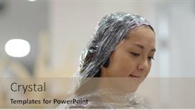  Presentation with wait - Cool new theme with woman-with-hair-treatment-wait backdrop and a coral colored foreground