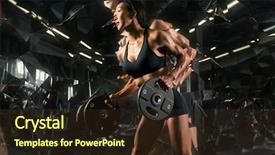  Presentation with crossfit fitness trx training exercises - PPT theme featuring woman with hammer sledge fitness background and a  colored foreground