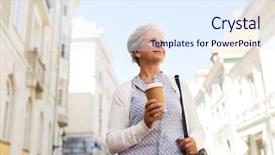  Presentation with neolithic age old - Presentation enhanced with woman with handbag drinking coffee background and a  colored foreground