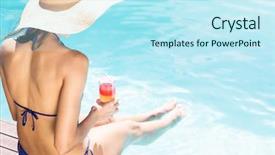  Presentation with cocktail - Cool new slide set with woman with hat with cocktail backdrop and a sky blue colored foreground