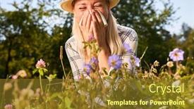  Presentation with pollen - PPT theme enhanced with woman-with-hay-fever background and a tawny brown colored foreground