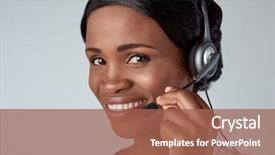  Presentation with black women beautiful woman - Audience pleasing theme consisting of woman with headset support call backdrop and a red colored foreground