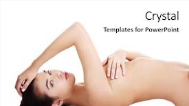  Presentation with health woman running female runner - Slides with woman with healthy clean skin background and a white colored foreground