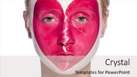  Presentation with face head in anatomy - PPT theme enhanced with woman with heart face painting background and a lemonade colored foreground