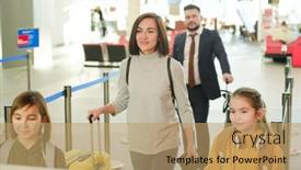  Presentation with queue - Theme enhanced with woman-with-her-children-going background and a coral colored foreground