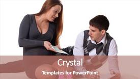  Presentation with pregnant woman - Theme consisting of woman with her husband plan background and a coral colored foreground