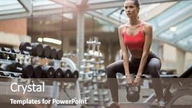  Presentation with gym - Amazing presentation design having woman with her legs bent backdrop and a gray colored foreground
