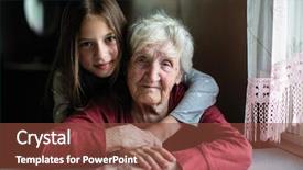  Presentation with elderly woman in nursing - Presentation theme having woman with her little granddaughter background and a tawny brown colored foreground